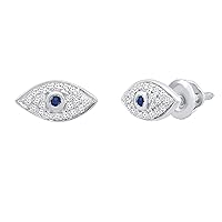 Dazzlingrock Collection Round Gemstone & Diamond Ladies Evil Eye Stud Earrings