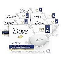 Dove Beauty Bar Original Moisturizing Bar Made With 1/4 Moisturizing Cream, Gentle for Soft Skin - 24 Count, 3.75 oz Each