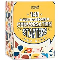 Crated with Love - 141 Outrageous Conversation Starters for Kids - Travel Games Card Deck for Family Table Topics, Funny Thought Provoking Questions to Spark Conversation and Grow Closer Together