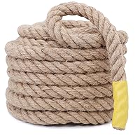 Jute Rope,1 1/2 Inch Natural Hemp Rope,Twisted Manila Rope for Crafts,Gardening,Climbing,Hammock,Nautical,Tug of War,Railings,Home Decorating（1 1/2inch x 100 Feet