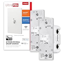 700 Series Z-Wave In-Wall Smart Light Switch with QuickFit and SimpleWire, White Toggle, Works with Google Assistant, Alexa, & SmartThings, Z-Wave Hub Required, Smart Home, 2 Pack, 59374