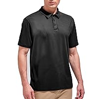 Men Polo T Shirts Polyester Performance Polos, Short Sleeve Collared Shirt for Business Casual Wear, Regular Fit