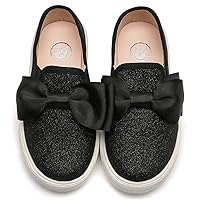 kkdom Girls Slip On Glitter Sneakers Cute Bow Lazy Tennis Shoes Loafers for Little Girls(Toddler/Little Kid/Big Kid)