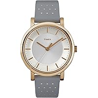 Timex Womens Originals Rose Goldtone Gray Leather Strap Watch - TW2R27400
