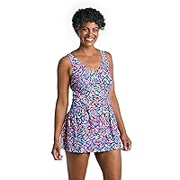 Maxine Of Hollywood Women's V-Neck Swim Dress One Piece Swimsuit