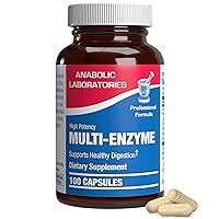 Anabolic Laboratories Multi Enzyme Nutritional Supplements - 100 Capsules of Digestive Enzymes for Women and Men with Oxbile, Lipase, Protease, Amylase, Betaine HCL and More
