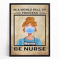 Personalized Vintage Nurse Name Poster Wall Art for Bedroom Customized Name Nurse Appreciation Canvas Wall Decor Unique Custom Frontliners Name Framed Wall Decoration for Living Room (18x24 Framed)