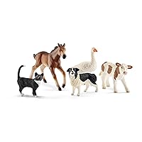 Farm World Realistic Farm Animal Figurines - 5pc Kids Educational Farm Barn Toys with Realistic Horse, Cow, Cat, Dog, and Goose, Farm Adventure Play for Boys and Girls, Gift for Kids Age 3+