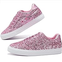 Glitter Sparkly Fashion Sneakers Shoes Shiny Casual Shoes Bling Sequin Concert Low Cut Lace up Shoes