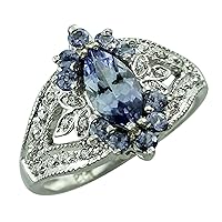 Carillon Tanzanite Marquise Shape Natural Non-Treated Gemstone 925 Sterling Silver Ring Engagement Jewelry for Women & Men