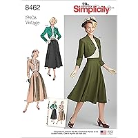 Simplicity US8462H5 1940's Fashion Women's Vintage Blouse, Bolero, and Skirt Sewing Patterns, Sizes 6-14