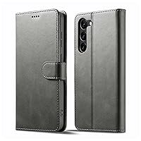 Case for Samsung Galaxy S23/s23plus/s23ultra, Wallet Case Pu Leather Flip Folio Case with Card Slot, Stand Magnetic TPU Shockproof Inner Case,Grey,S23 Plus 6.6''