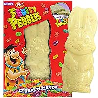 Fruity Pebbles Cereal N Candy Bunny Shaped Easter Bar, King Size White Chocolate Rabbit Candies for Kids Basket Stuffer 5 Ounce