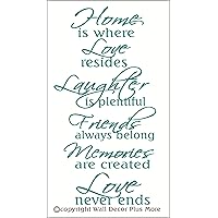 Wall Decor Plus More WDPM2925 Home Is Where Love Never Ends Vinyl Art Wall Decal, 36-Inch X 20-Inch, Turquoise