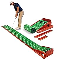 PERFECT PRACTICE Official Putting Mat of Dustin Johnson - Indoor Golf Putting Green with 1/2 Hole Training for Mini Games & Practicing at Home or in The Office - Gifts for Golfers - Golf Accessories