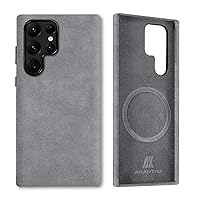 Alcantara Case for Samsung Galaxy S24 Ultra, Handmade Fully-Wrapped Synthetic Suede Cover, Compatible with Magsafe Wireless Charging (Gray, Samsung Galaxy S24 Ultra)
