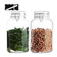 Glass Jars with Airtight Lid | Glass Airtight Food Storage Containers | Clear Leak Proof Rubber Gasket and Clamp Lid [Set of 2-1 Gallon Jars]