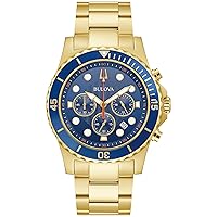 Bulova Men's Classic Sport 6-Hand Chronograph Quartz Watch, Calendar Date, Luminous Hands and Markers, 100M Water Resistant, 44mm