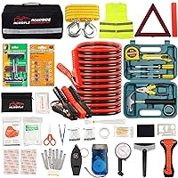 Car Roadside Emergency Kit,with13FT Jumper Cables,Winter Traveler Safety Emergency Kit with Blanket Shovel Triangle First Aid Kit for SUV RV