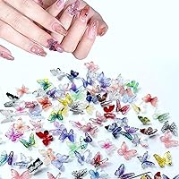 50 PCS Miniature Butterflies for Crafts, Dollhouse Mini Resin Animals Butterflies, Nail Charms Glitter Clear Colorful Butterfly for Nail Art Decoration & DIY Crafting Design