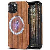 TENDLIN Magnetic Case Compatible with iPhone 13 Mini Case Wood Grain Outside Design TPU Hybrid Case (Compatible with MagSafe) Red Sandalwood