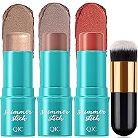 3 Pcs Cream Contour Stick Makeup Set, Shades with Natural Bronzer, Blendable Blush, and Highlighter Stick for a Flawless Look, Long Lasting & Waterproof Contour Stick Makeup for All Skin(#3,4,6）