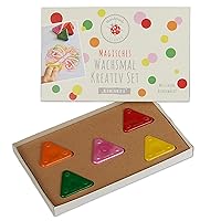 Magic Wax Colouring Set Made of Beeswax | 4 Wax Crayons Triangles, 1 Metallic Wax Triangle, 5 Stencils | Wax Colouring Blocks, Wax Crayons | Motif: Flower Meadow