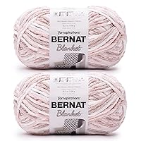 Bernat Blanket Super Bulky Acrylic Yarn - 2 Pack of 300g/10.5oz #6 Chunky Chenille Heavy Weight Yarn for Knitting and Crocheting, Amigurumi, Thick Blankets (Salmon Sand Varigates, 220 Yards 2-Pack)
