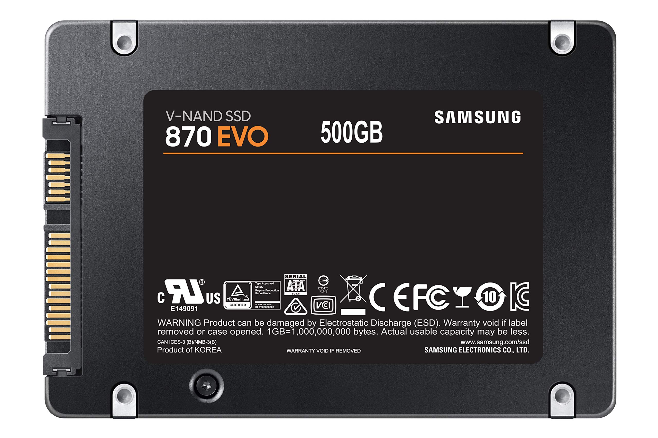 SAMSUNG 870 EVO SATA SSD 500GB 2.5” Internal Solid State Drive, Upgrade PC or Laptop Memory and Storage for IT Pros, Creators, Everyday Users, MZ-77E500B/AM