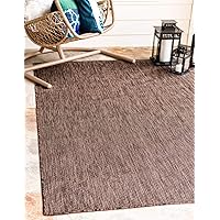Unique Loom Collection Casual Transitional Solid Heathered Indoor/Outdoor Flatweave Area Rug (7' 1