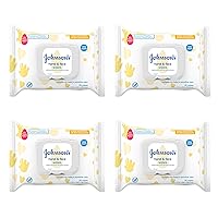 Johnson's Baby Hand & Face Baby Sanitizing Cleansing Wipes for Travel and On-The-Go, No More Tears Formula, Paraben and Alcohol Free, 25 ct, Case of 4