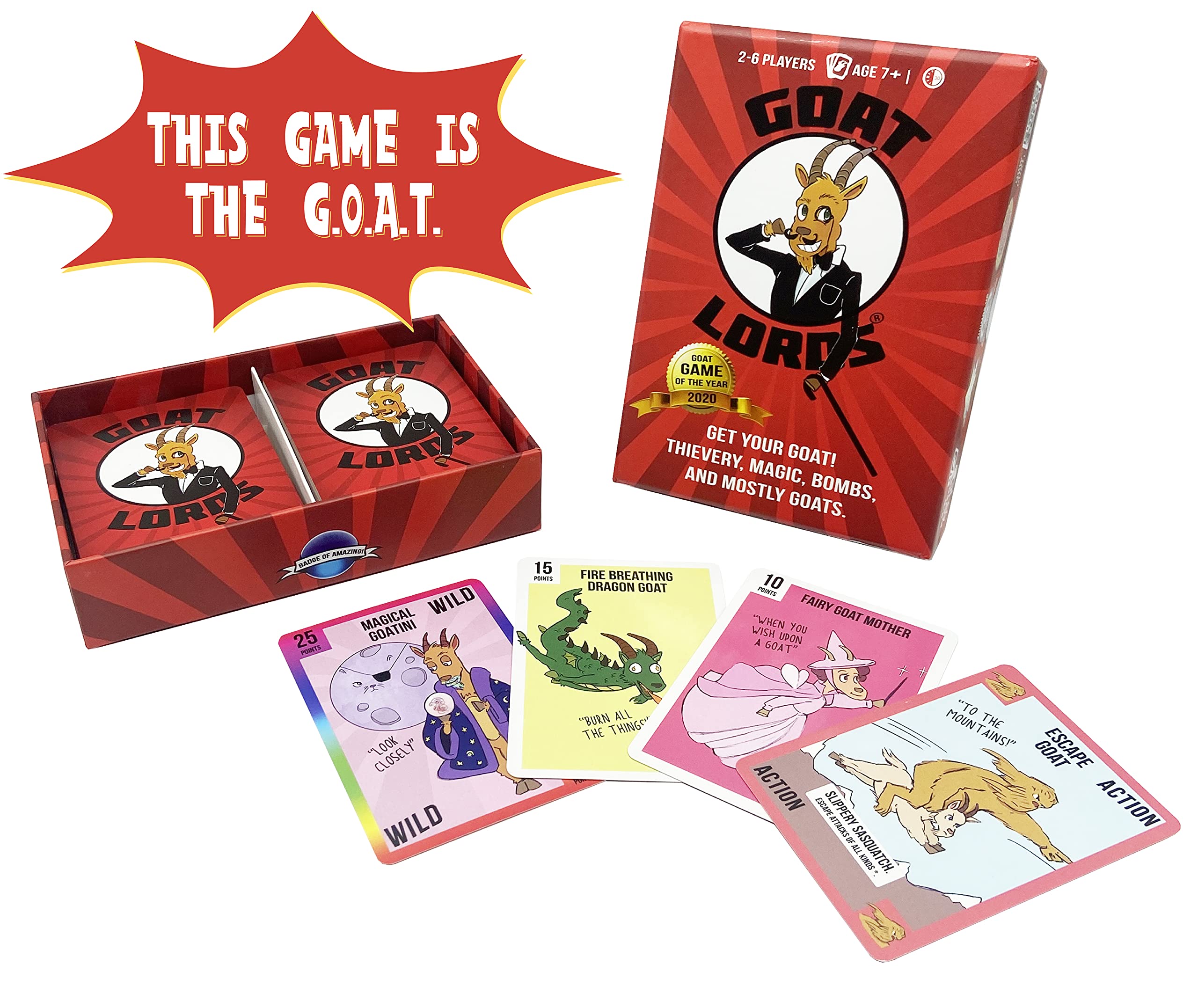 Gatwick Games Goat Lords, Hilarious, Addictive and Competitive Card Game with Goats - Fun Card Games for Adults, Teens, and Family Game Night - Family Games for Teens, Adults & Kids 8-12 - 2-6 Player
