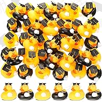 Hinly 48 Pcs Mini Graduation Rubber Ducks 2023 with Graduation Tassel Cap and Certificate Glitter Gold Yellow Grad Duck for Pool Float Party Favors Decoration Classroom Reward Prize Gifts, 2 Inch