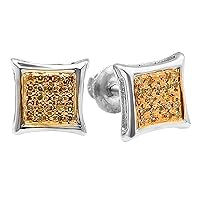 Dazzlingrock Collection 0.10 Carat (ctw) Round Yellow Diamond Micro Pave Mens Kite Stud Earrings 1/10 CT, Available in 10K/14K/18K Gold & 925 Sterling Silver