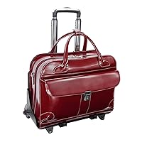 McKlein Laptop Rolling Briefcase, Red Leather (96616)