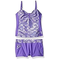 Free Country Girls' Little Shiny Sea Shell Tankini Set, Ultraviolet, 6X