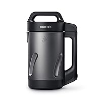 Philips Viva Collection SoupMaker, 1.2 L, Makes 2-4 servings, 6 Pre-set Programs, SoupPro Technology, Soup in Less than 18 Minutes, Eeasy Clean, Recipe Book, Black and Stainless Steel (HR2204/70)