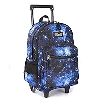 Tilami Rolling Backpack 18 inch Double Handle Wheeled Boys Girls Travel School Children Luggage Toddler Trip (Galaxy Blue)
