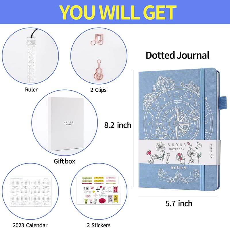 Mua SeQeS Bullet Dotted Journal - A5 Dot Grid Notebook with pages  number,160gsm Bleedproof Paper and Fabric Hardcover for Personal  Organizers, Bullet Journals, and journaling trên  Mỹ chính hãng 2023