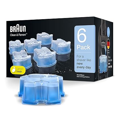 Braun Clean & Renew Refill Cartridges CCR, Replacement Shaver Cleaner Solution for Clean&Charge Cleaning System, Pack of 6