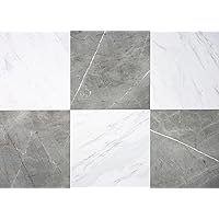 Chris Loves Julia FloorPops 12-in by 12-in Grey & White Marble Bonneville Peel & Stick Floor Tiles