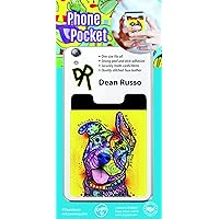 Dean Russo Pit Bull Phone Pocket - Peel and Stick Pit Bull Phone Wallet Credit Card Holder for Smartphones - Rescues are My Favorite Breed