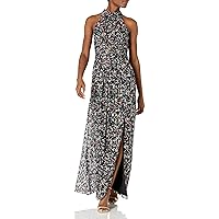 Adrianna Papell Women's Foiled Printed Chiffon Gown