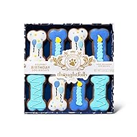 Thoughtfully Pets, Dog Birthday Cookie Gift Set, Hand Decorate Crunchy Dog Treats in Bone Shapes, Great for Dog Birthdays, Set of 8