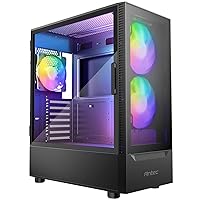 NX410 ATX Mid-Tower Case, Tempered Glass Side Panel, Full Side View, Pre-Installed 2 x 140mm in Front & 1 x 120 mm ARGB Fans in Rear, Black (9734087000)