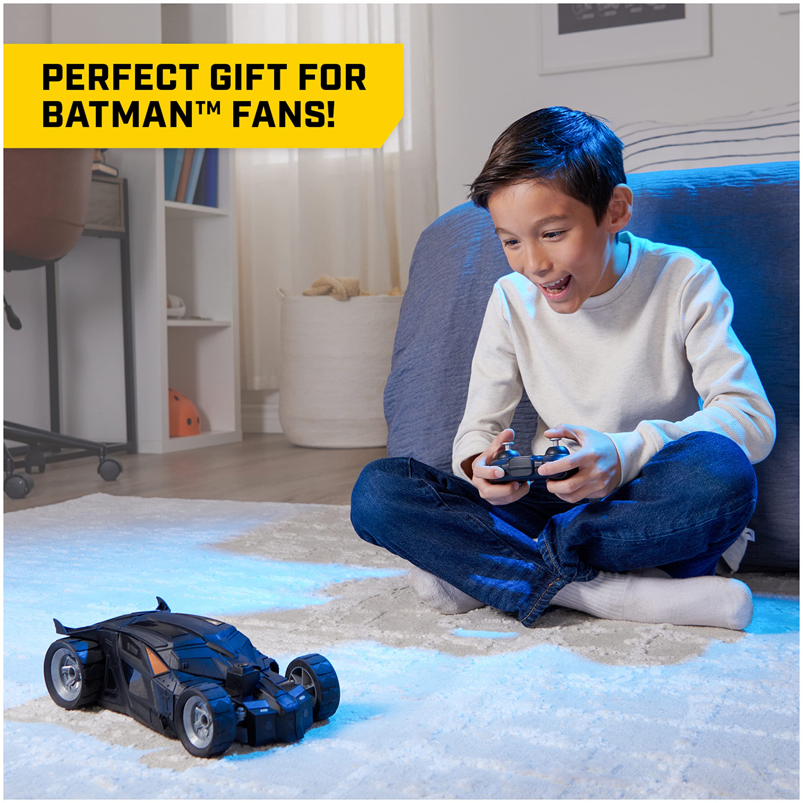 DC Comics, Batman Batmobile Remote Control Car, Easy to Drive with 4-inch Batman Figure, Kids Toys for Boys and Girls Ages 4 and Up