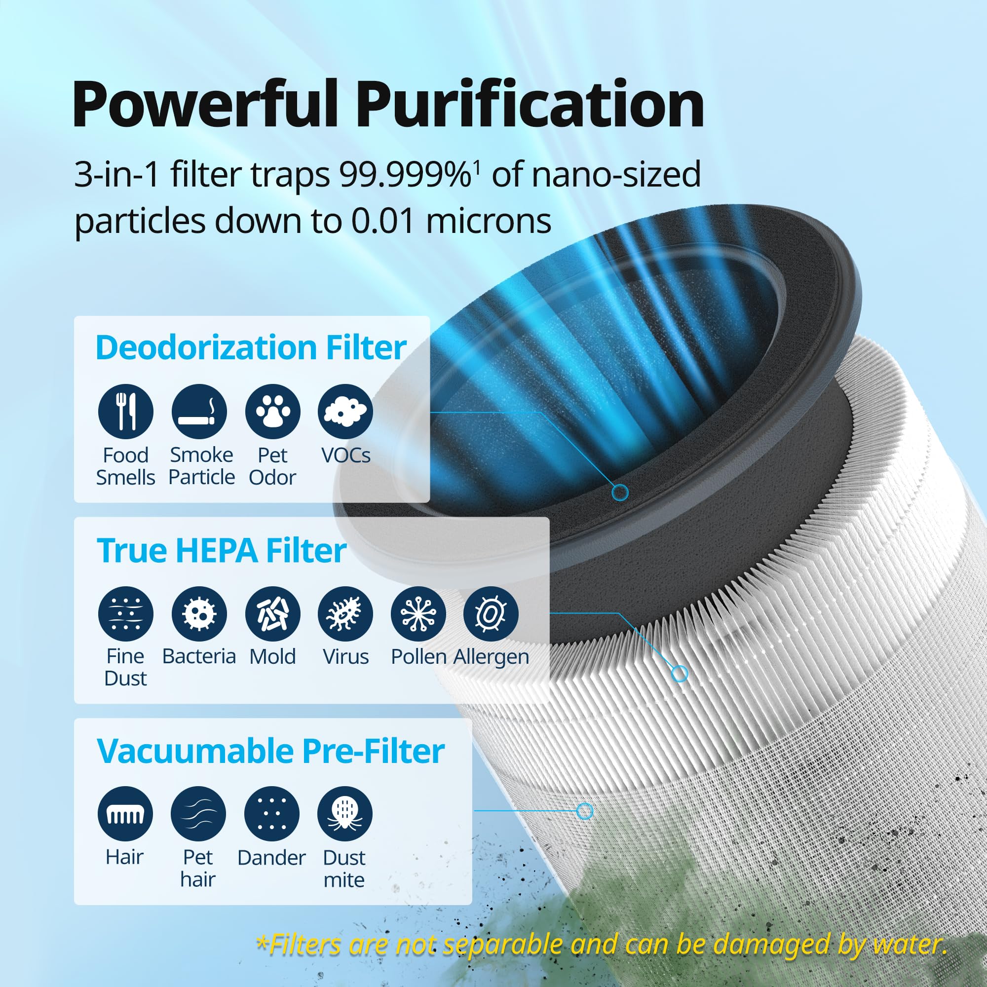 Coway Airmega 100 Air Purifier Replacement Filter Set, True HEPA and Deodorization Filter