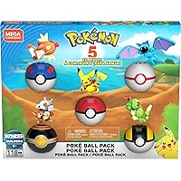 MEGA Pokémon Action Figure Building Toys Set for Kids, Poké Ball Bundle with 118 Pieces, 5 Poseable Characters Including Pikachu and More