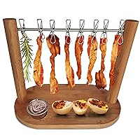 Bamboo Cheese Board, Charcuterie Tray, Charcuterie Boards Gift Set, Bacon Hanger Meat Serving Tray and a Bamboo Cheese Board, Cheese Boards Charcuterie Boards Elevating Food (Brown Bamboo, 1 Pack)