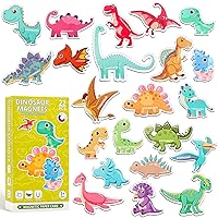 Fridge Magnetic Dinosaurs for Toddlers, 22PCS Magnets Dinosaur Toys for Kids 3-5, Cute Dinosaurs Magnets for Fridge Flash Cards Educational Learning Toys for Kids Ages 3+